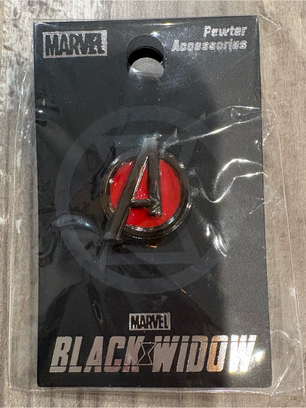 Marvel Comics The Avengers Black Widow Logo Metal Pewter Lapel Pin New Sealed